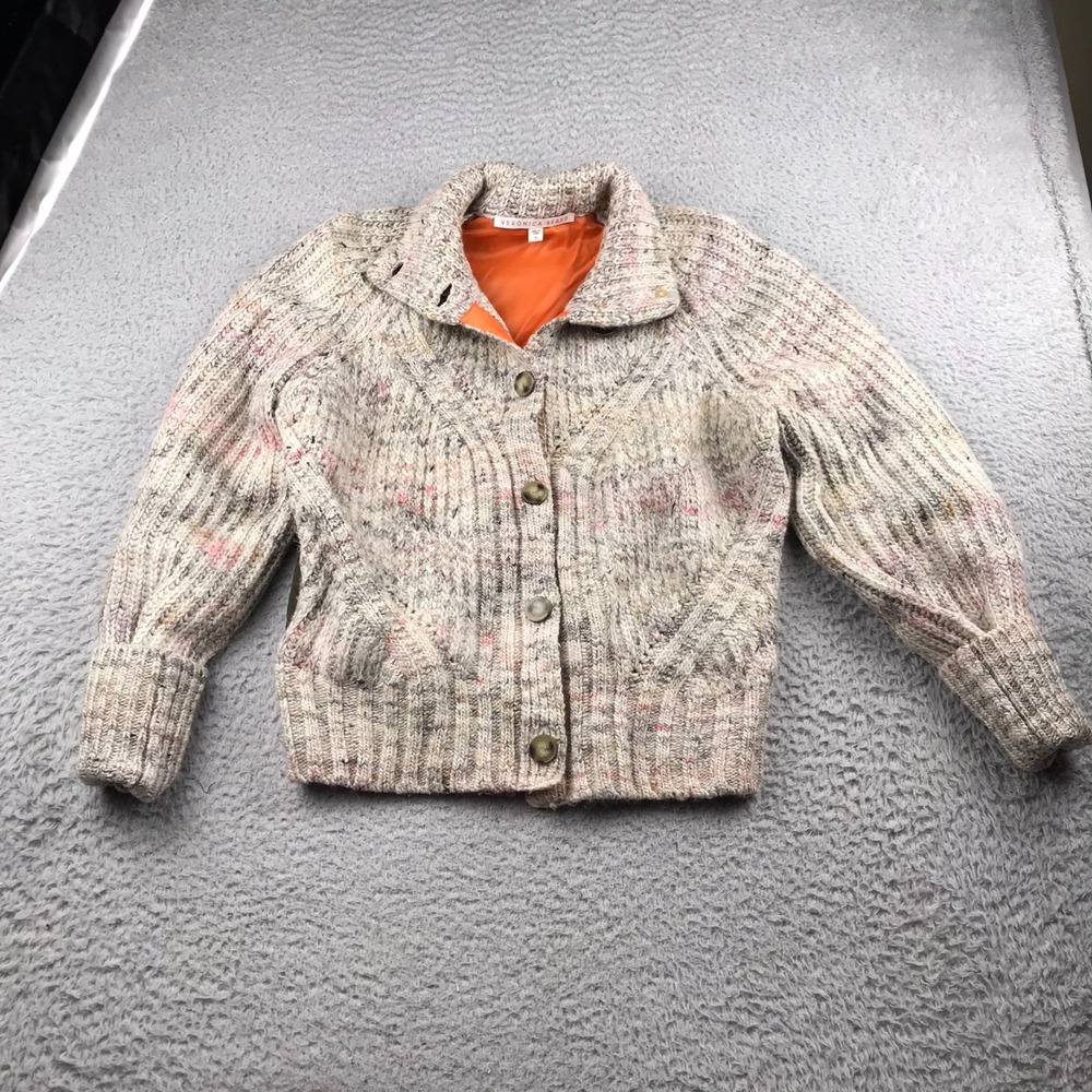 Veronica Beard Griffith Mixed Media Cardigan Womens S‎ Wool Silk Alpaca Jacket